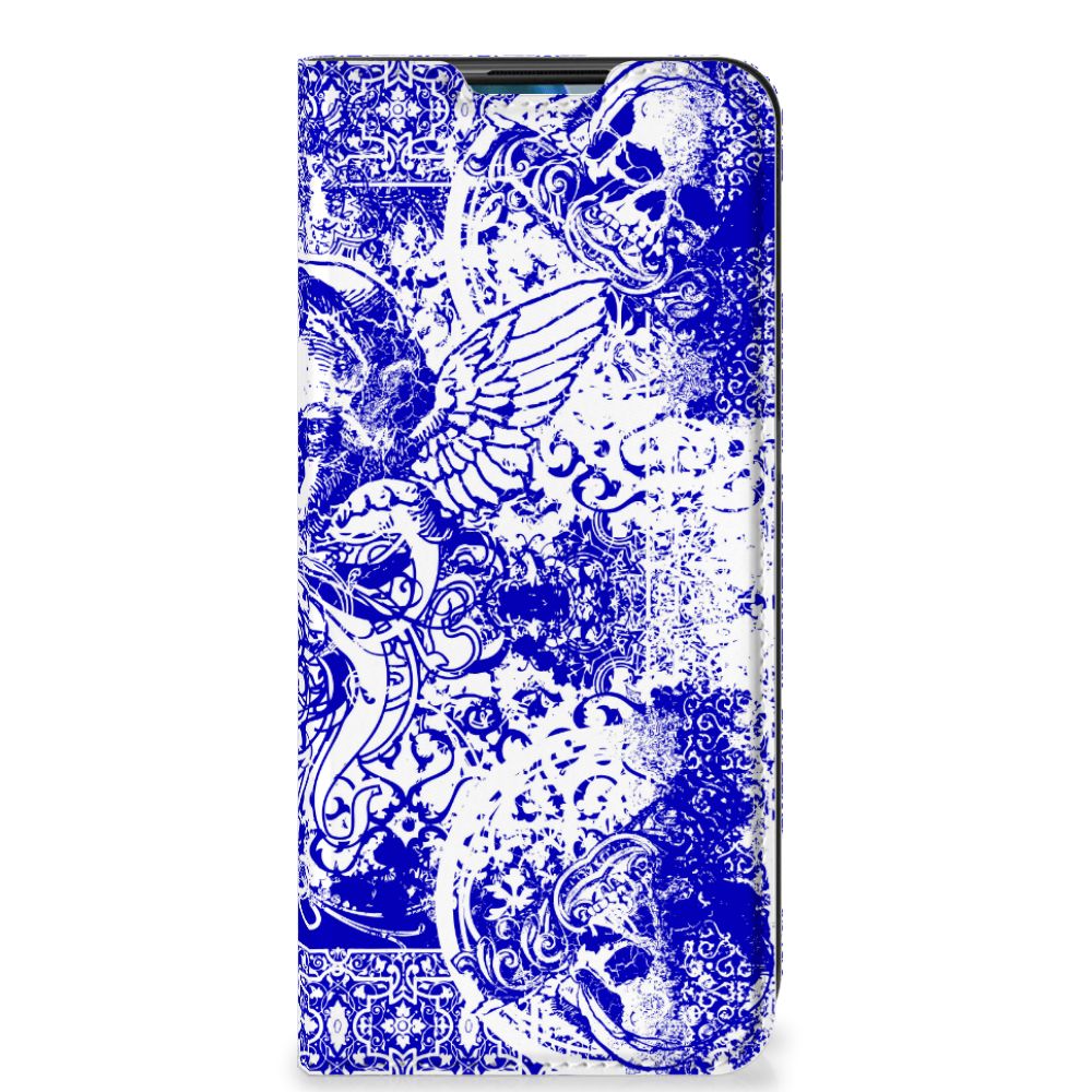 Mobiel BookCase OnePlus Nord N10 5G Angel Skull Blauw