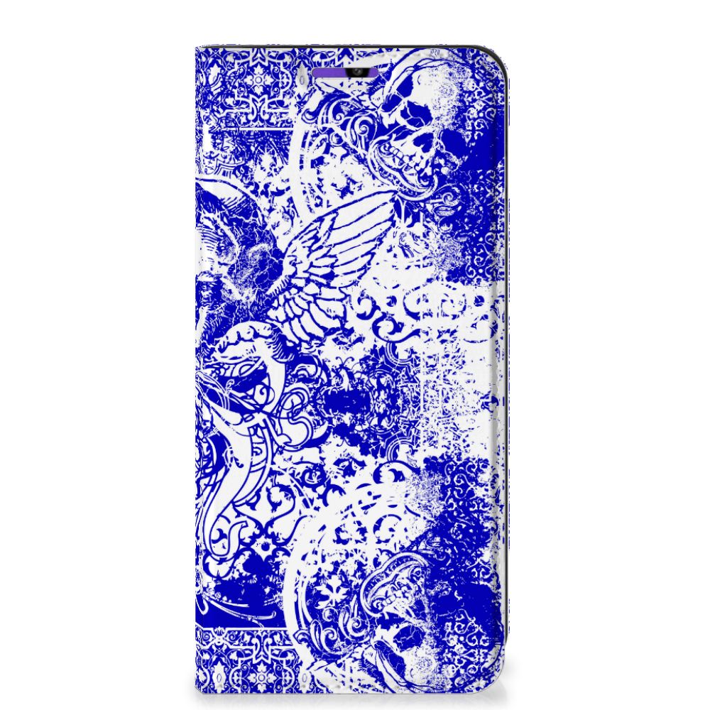 Mobiel BookCase Samsung Galaxy A22 4G | M22 Angel Skull Blauw
