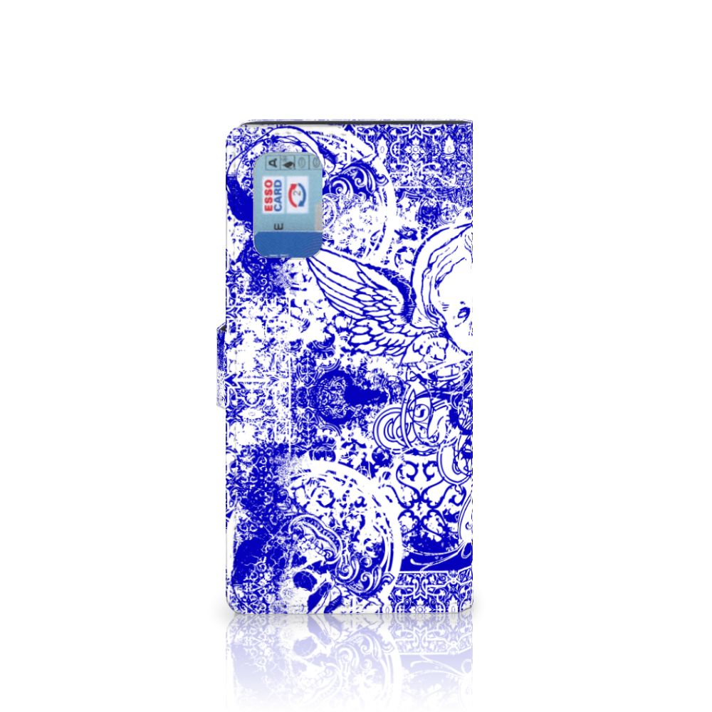 Telefoonhoesje met Naam Samsung Galaxy A02s | M02s Angel Skull Blauw
