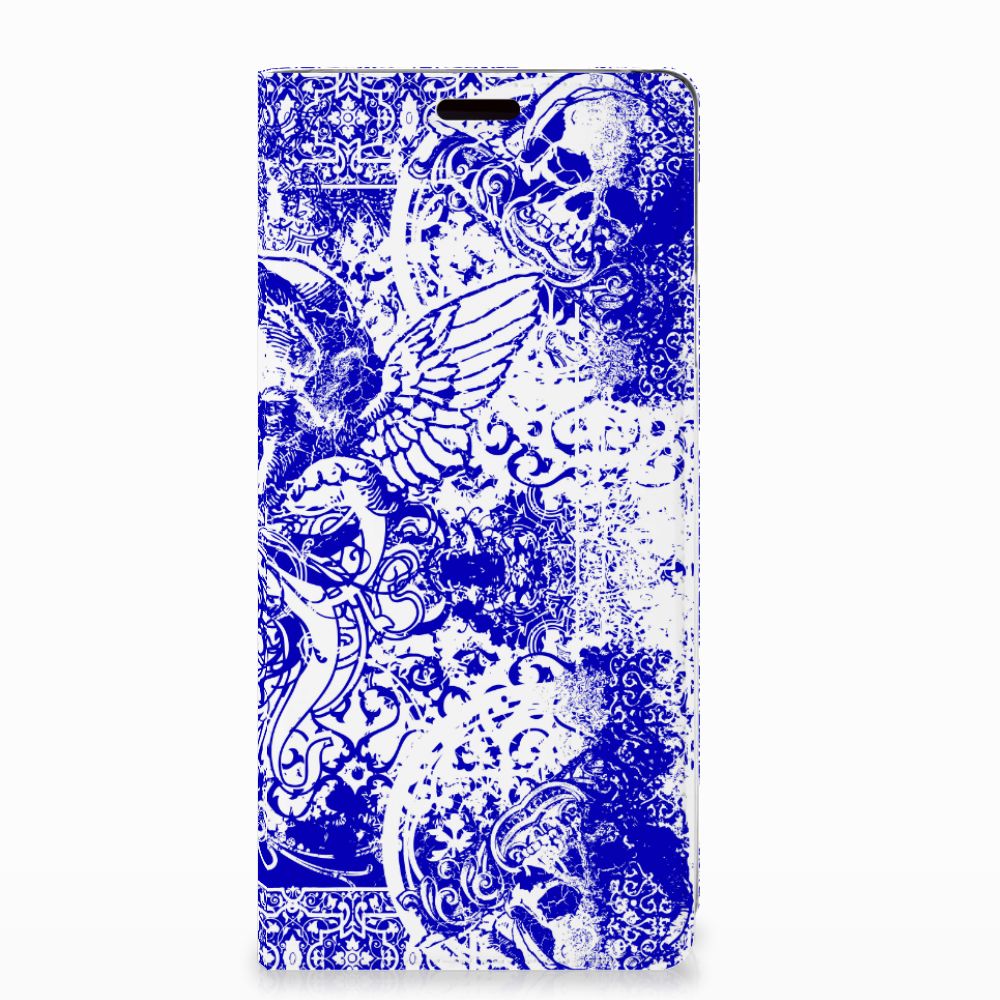 Mobiel BookCase Samsung Galaxy Note 9 Angel Skull Blauw