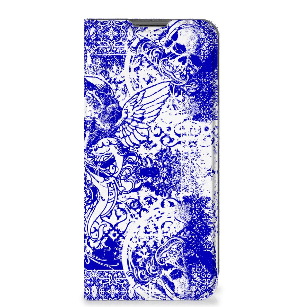 Mobiel BookCase Nokia G11 | G21 Angel Skull Blauw