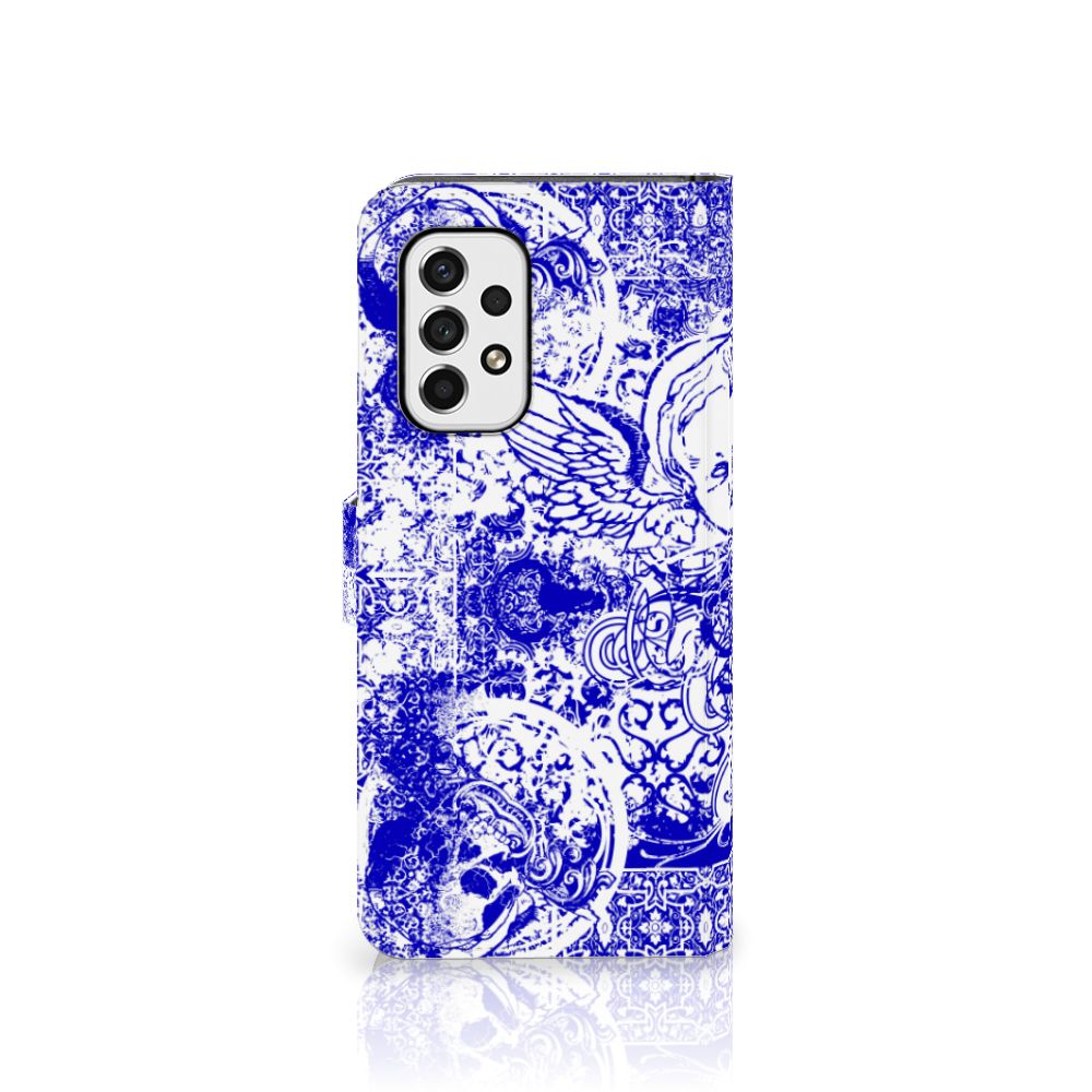 Telefoonhoesje met Naam Samsung Galaxy A53 Angel Skull Blauw