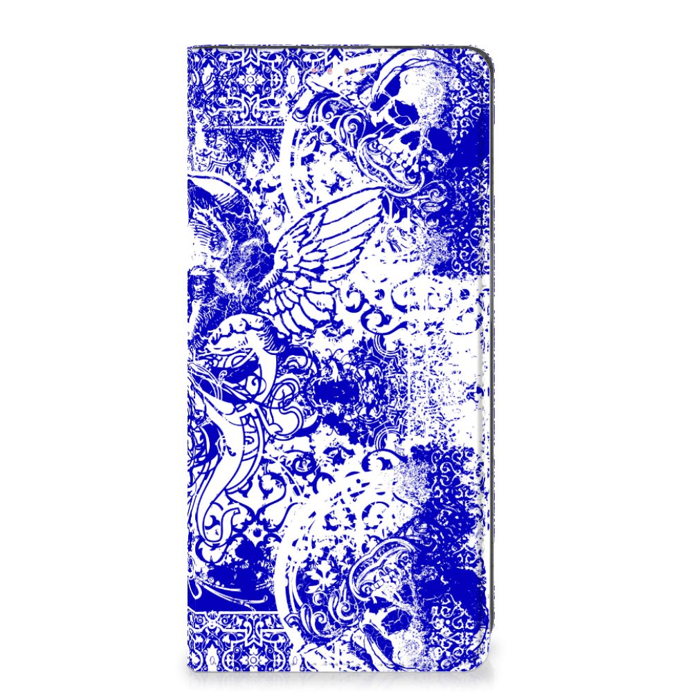 Mobiel BookCase OPPO A54 5G | A74 5G | A93 5G Angel Skull Blauw