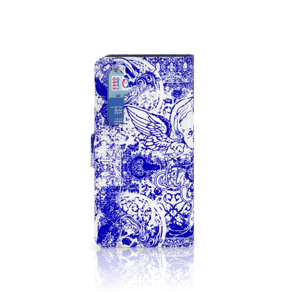 Telefoonhoesje met Naam Xiaomi Mi Note 10 Lite Angel Skull Blauw