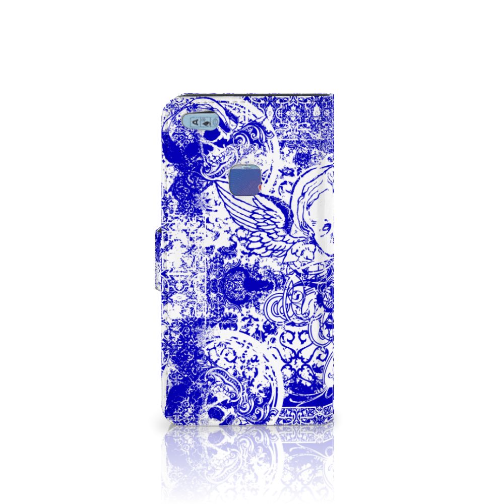 Telefoonhoesje met Naam Huawei P10 Lite Angel Skull Blauw