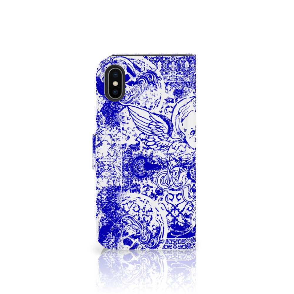 Telefoonhoesje met Naam Apple iPhone X | Xs Angel Skull Blauw