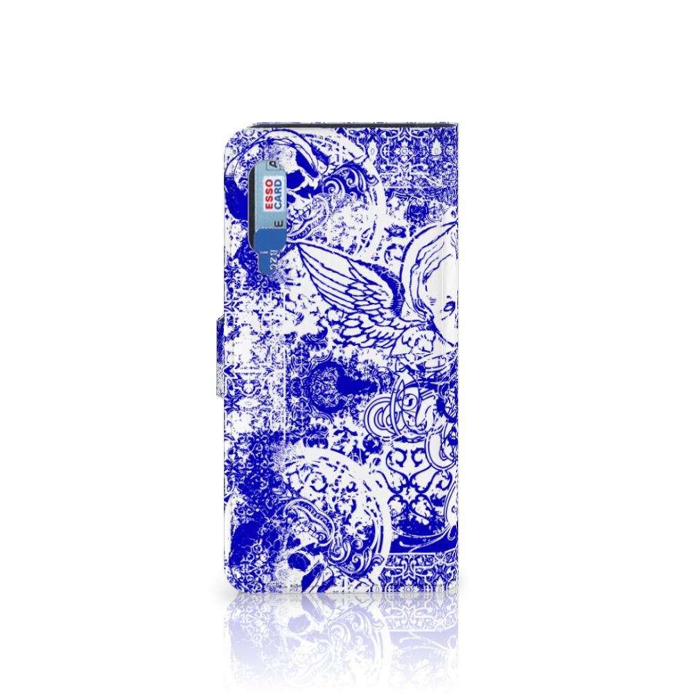 Telefoonhoesje met Naam Xiaomi Mi 9 Angel Skull Blauw