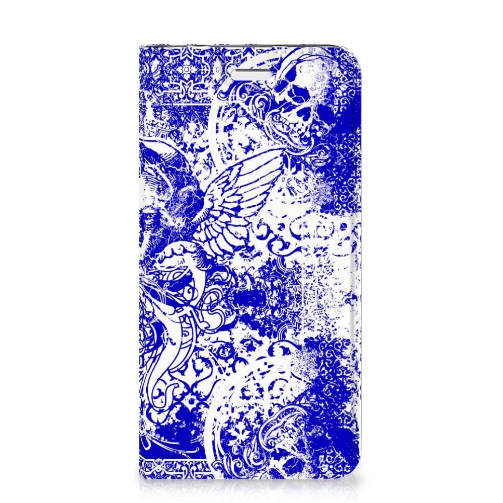 Mobiel BookCase Huawei Y5 2 | Y6 Compact Angel Skull Blauw