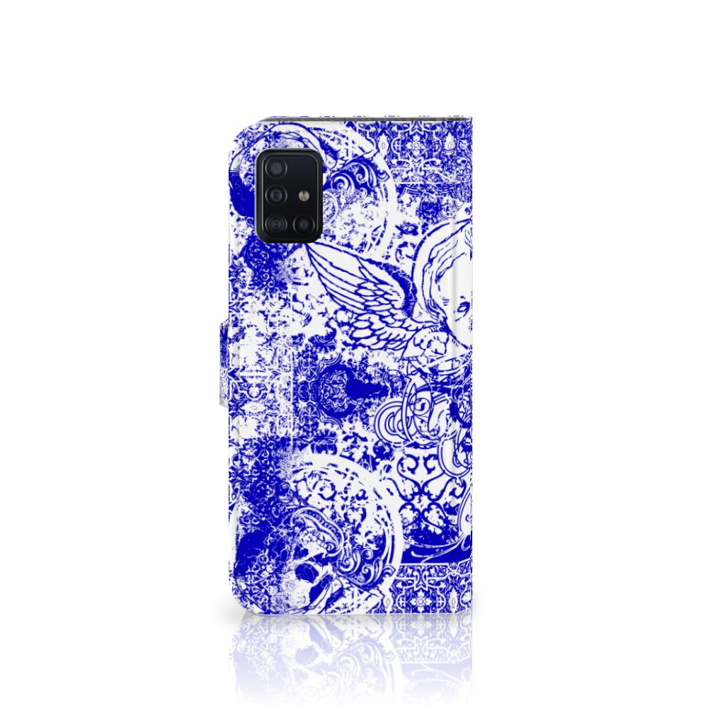 Telefoonhoesje met Naam Samsung Galaxy A51 Angel Skull Blauw