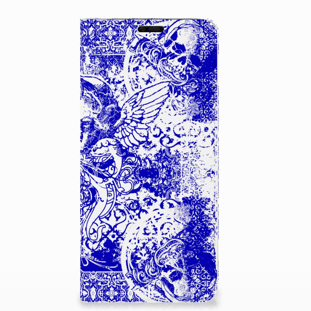 Mobiel BookCase Huawei Mate 20 Pro Angel Skull Blauw