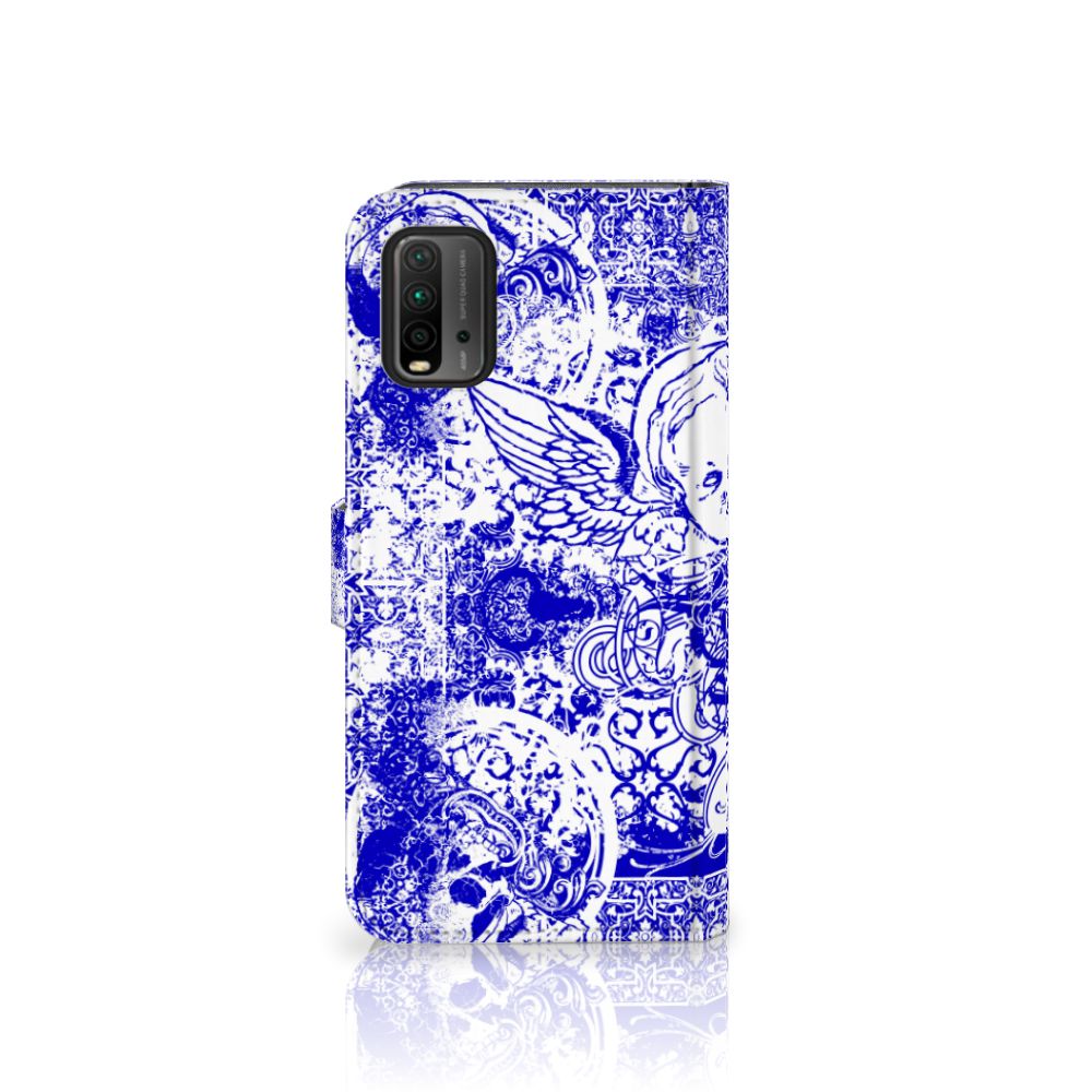 Telefoonhoesje met Naam Xiaomi Redmi 9T | Poco M3 Angel Skull Blauw
