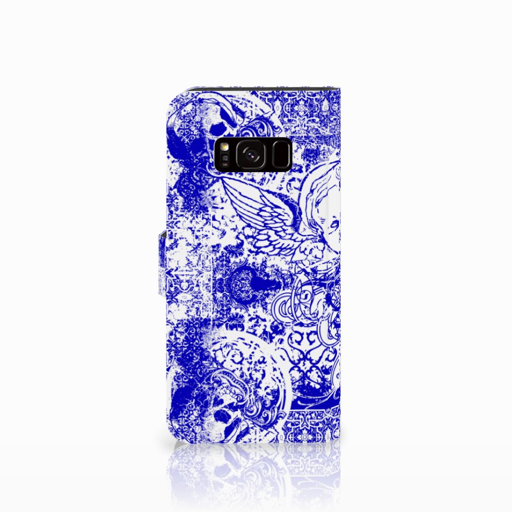Telefoonhoesje met Naam Samsung Galaxy S8 Angel Skull Blauw