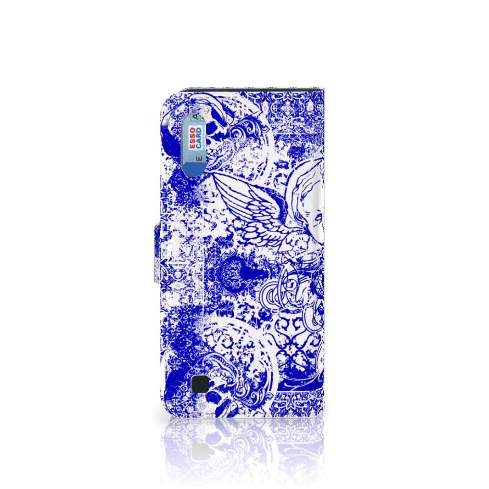 Telefoonhoesje met Naam Samsung Galaxy M10 Angel Skull Blauw