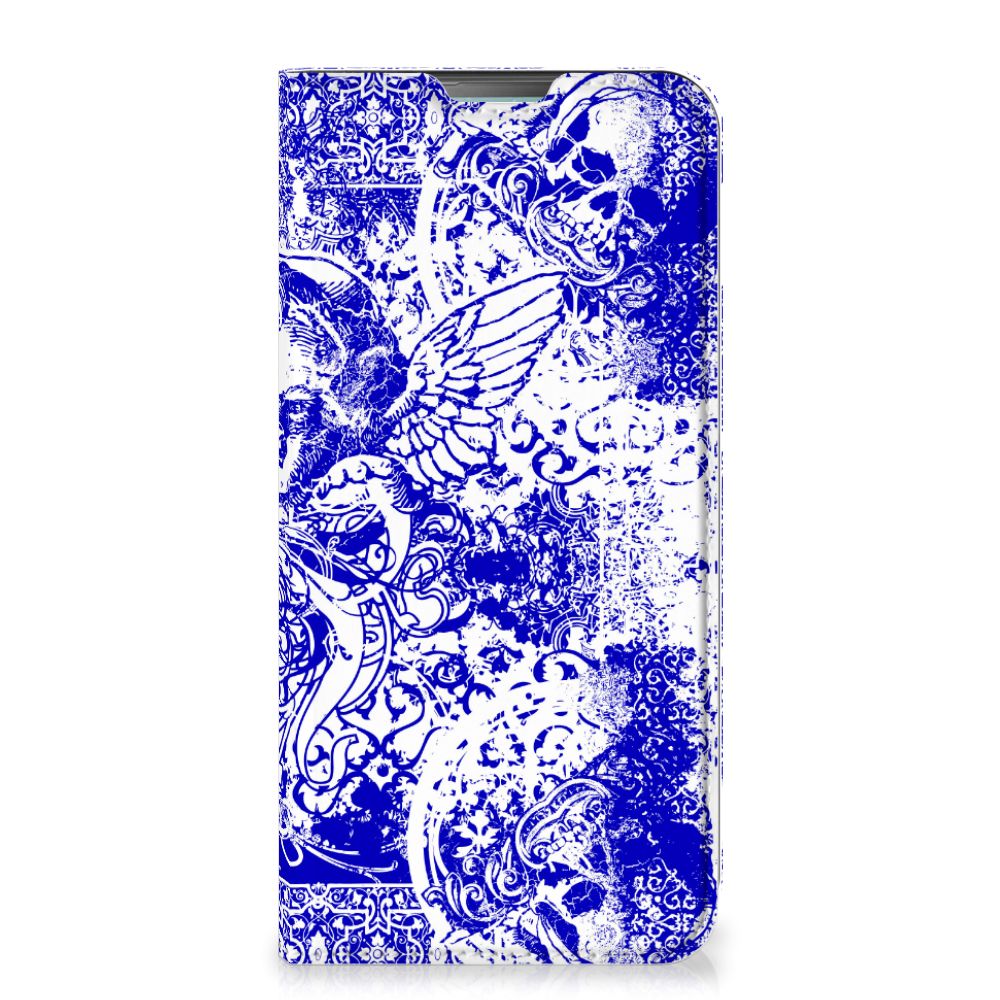 Mobiel BookCase Nokia 3.4 Angel Skull Blauw