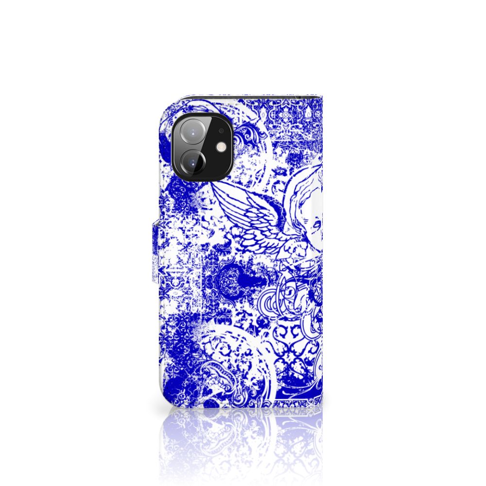 Telefoonhoesje met Naam Apple iPhone 12 Mini Angel Skull Blauw
