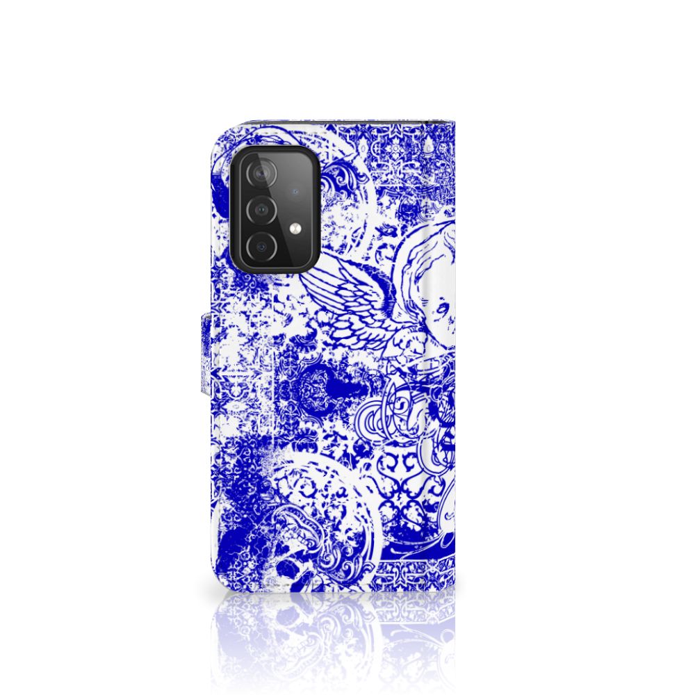 Telefoonhoesje met Naam Samsung Galaxy A52 Angel Skull Blauw