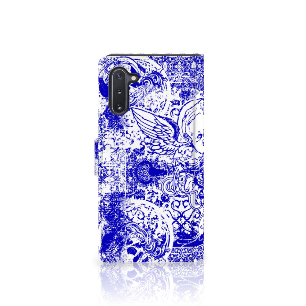 Telefoonhoesje met Naam Samsung Galaxy Note 10 Angel Skull Blauw