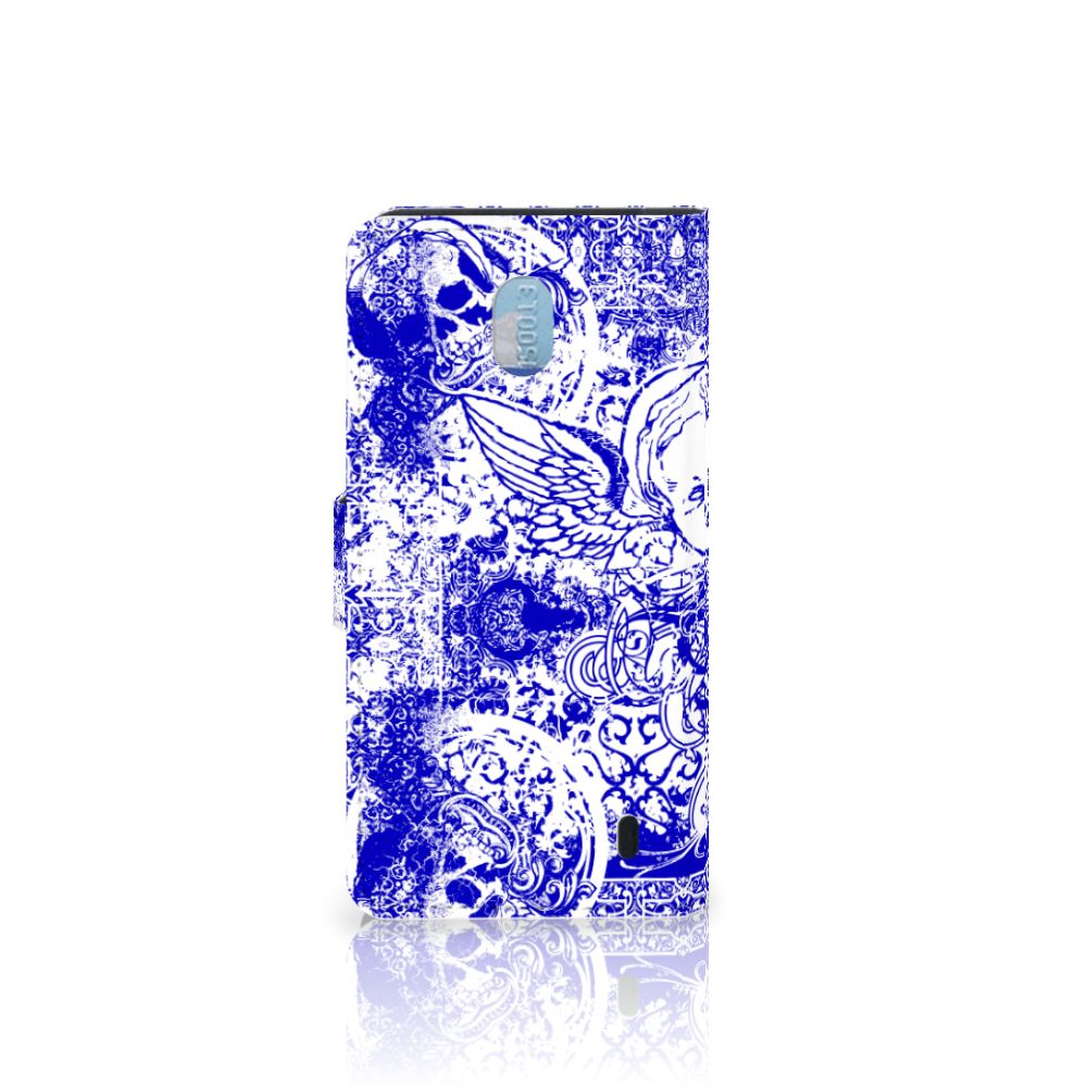 Telefoonhoesje met Naam Nokia 1 Plus Angel Skull Blauw