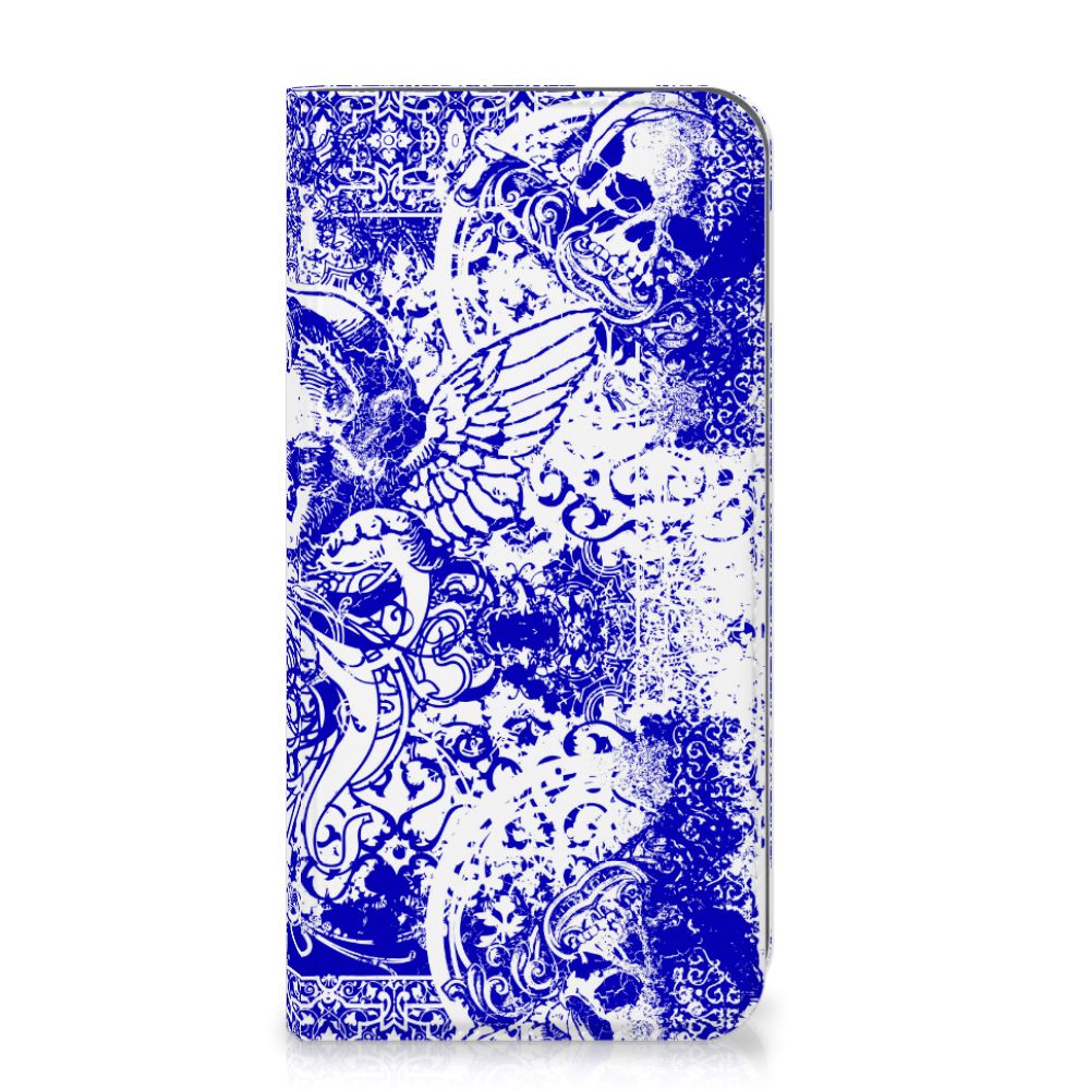 Mobiel BookCase Apple iPhone Xs Max Angel Skull Blauw