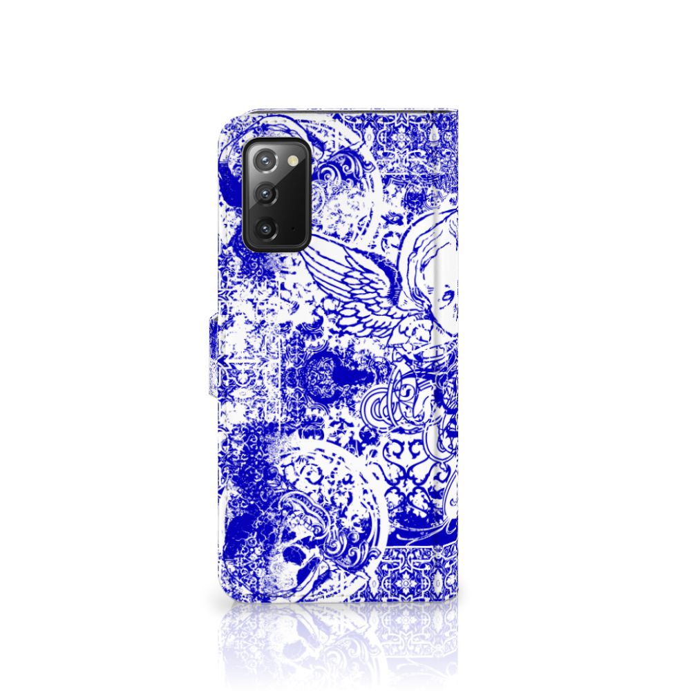 Telefoonhoesje met Naam Samsung Galaxy Note 20 Angel Skull Blauw