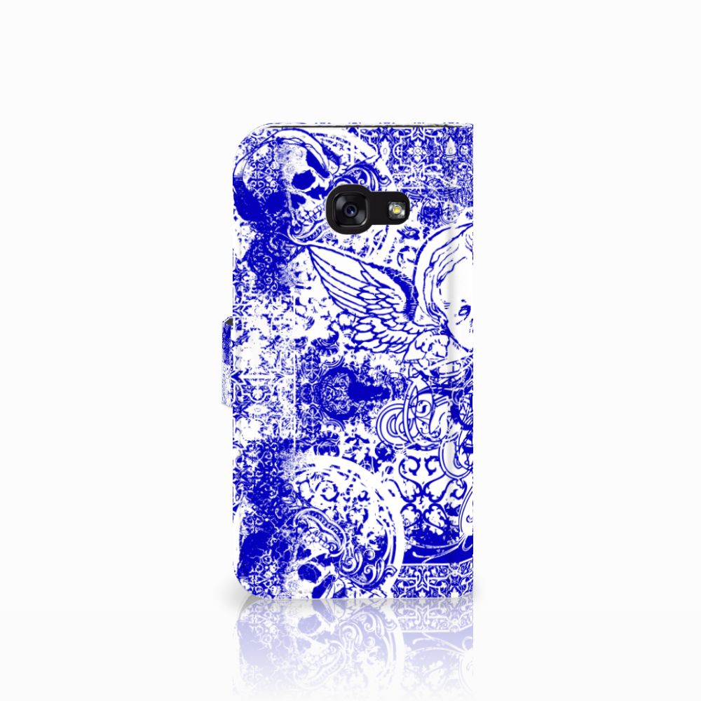 Telefoonhoesje met Naam Samsung Galaxy A5 2017 Angel Skull Blauw