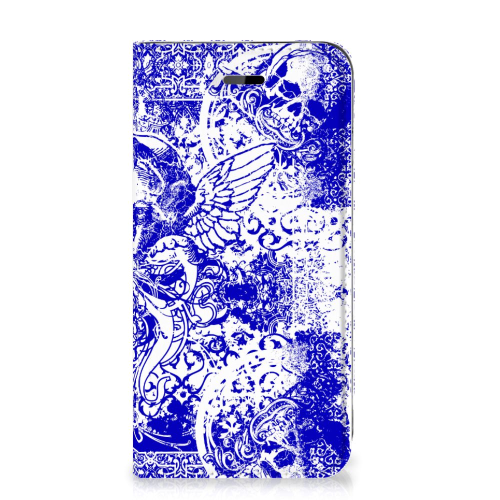 Mobiel BookCase iPhone 7 | 8 | SE (2020) | SE (2022) Angel Skull Blauw