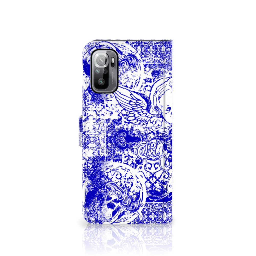 Telefoonhoesje met Naam Xiaomi Redmi Note 10/10T 5G | Poco M3 Pro Angel Skull Blauw