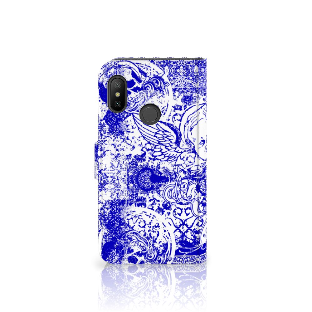 Telefoonhoesje met Naam Xiaomi Mi A2 Lite Angel Skull Blauw