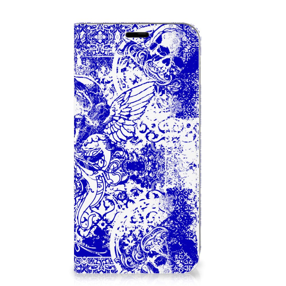 Mobiel BookCase Nokia 8.1 Angel Skull Blauw