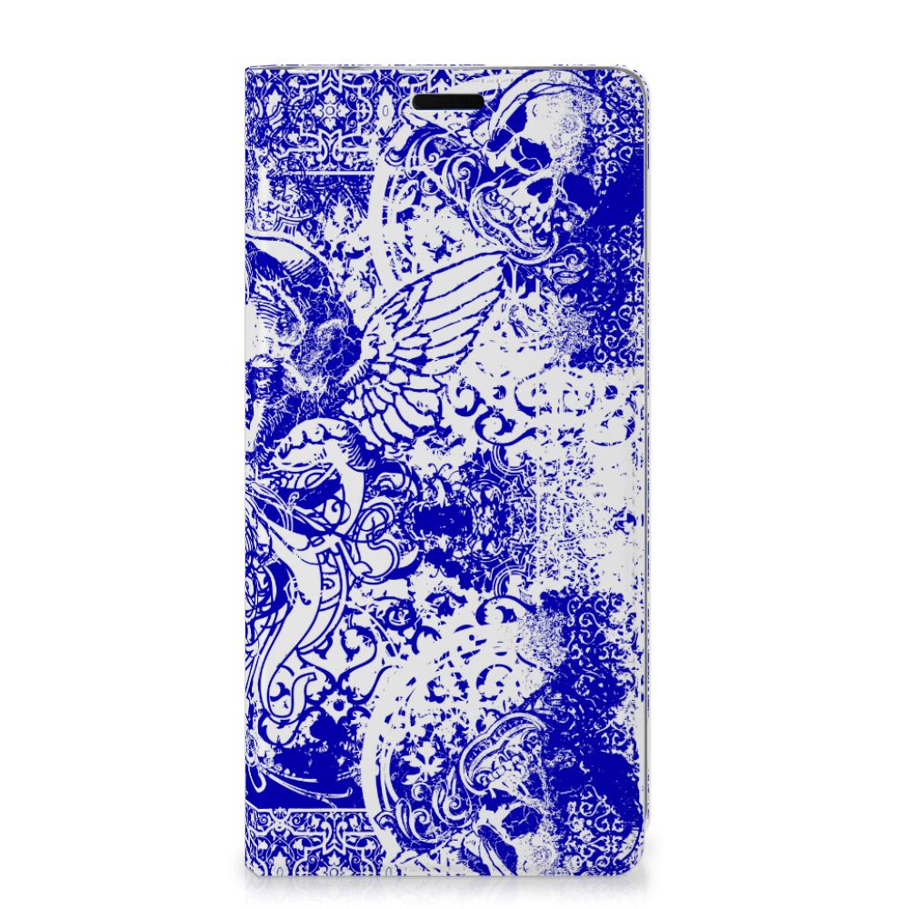 Mobiel BookCase Samsung Galaxy A9 (2018) Angel Skull Blauw