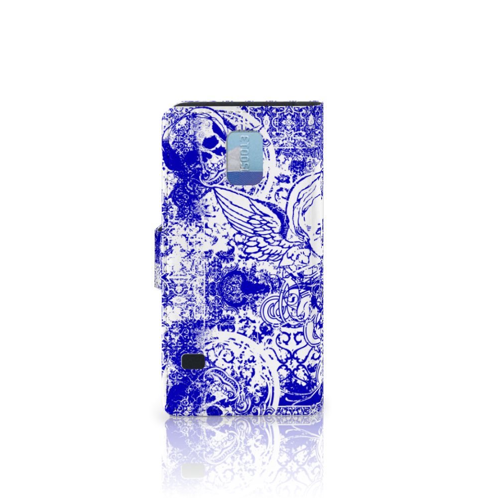 Telefoonhoesje met Naam Samsung Galaxy S5 | S5 Neo Angel Skull Blauw