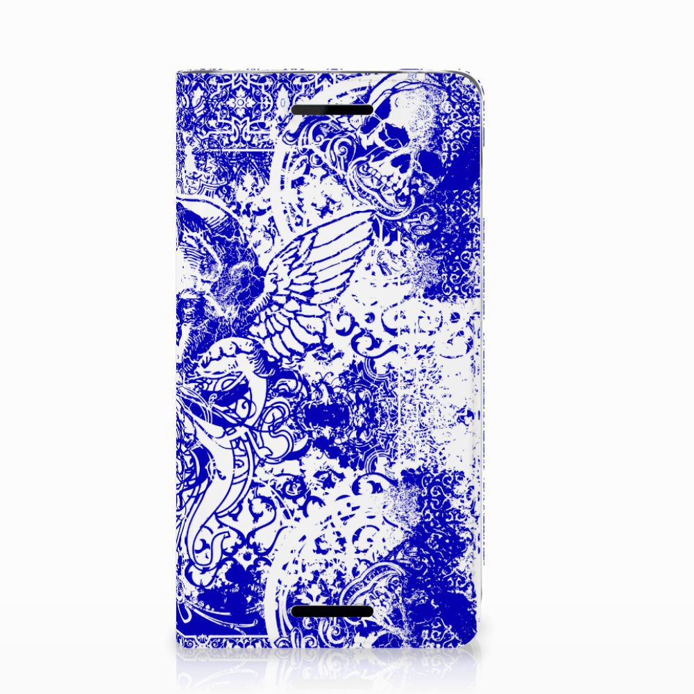 Mobiel BookCase Nokia 2.1 2018 Angel Skull Blauw