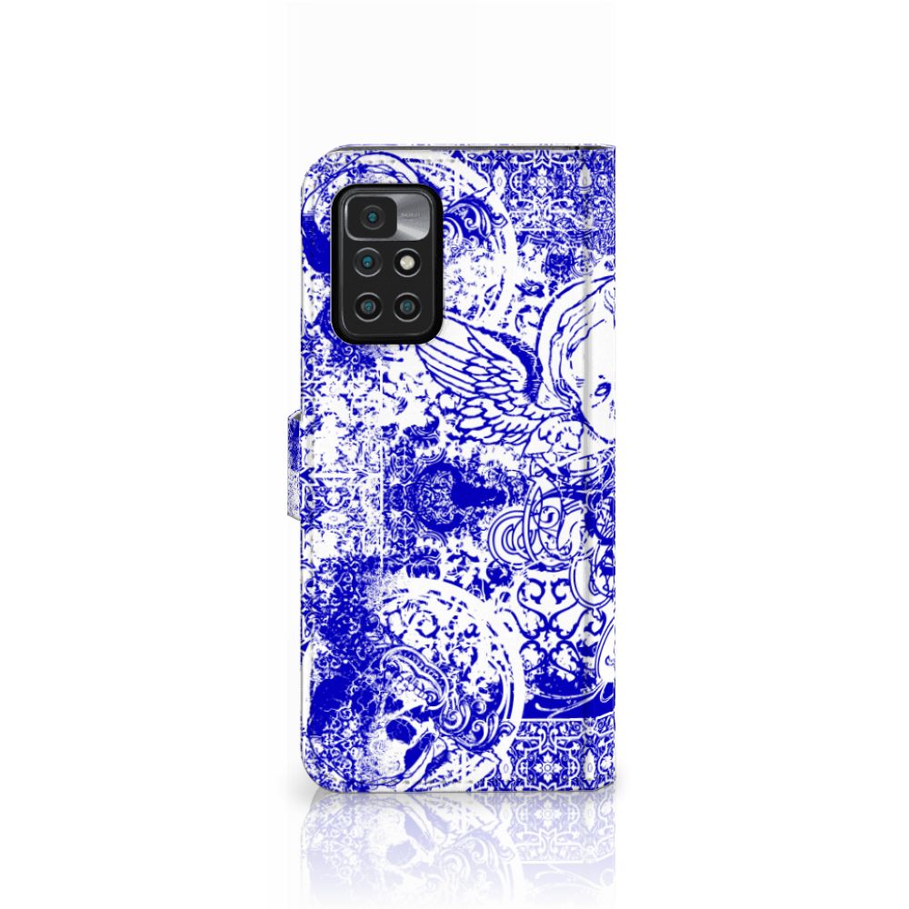 Telefoonhoesje met Naam Xiaomi Redmi 10 Angel Skull Blauw