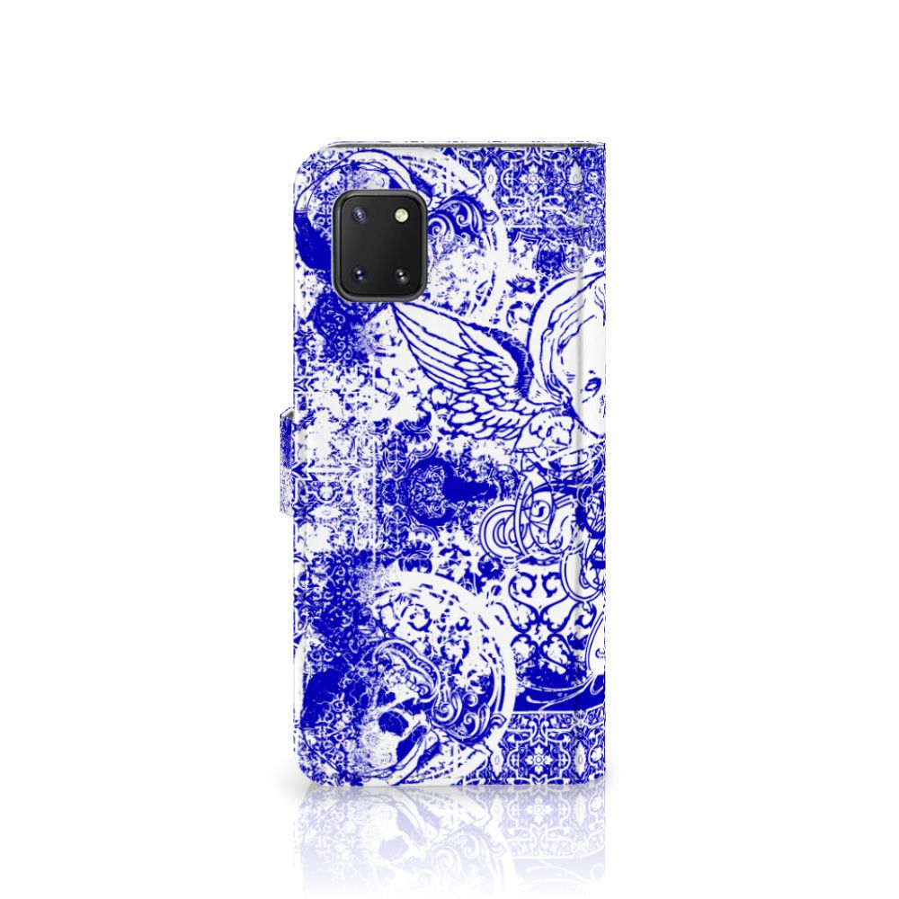 Telefoonhoesje met Naam Samsung Note 10 Lite Angel Skull Blauw