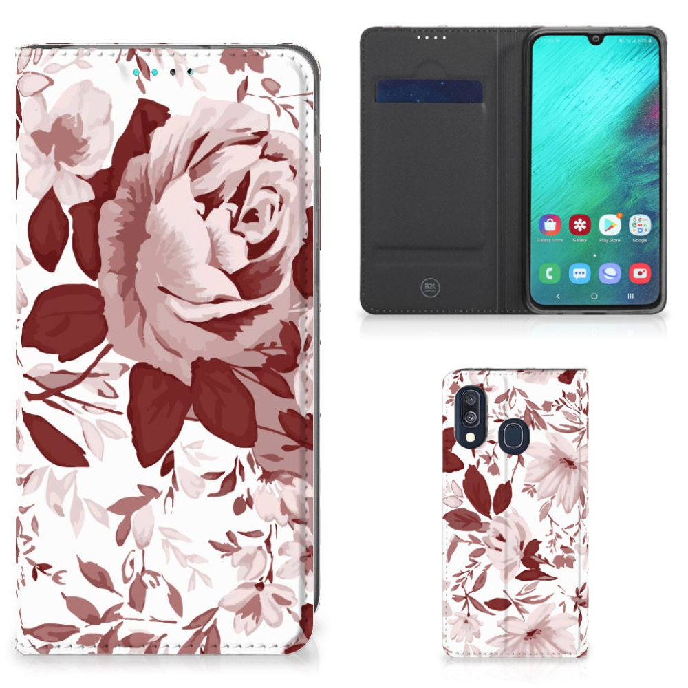 Bookcase Samsung Galaxy A40 Watercolor Flowers