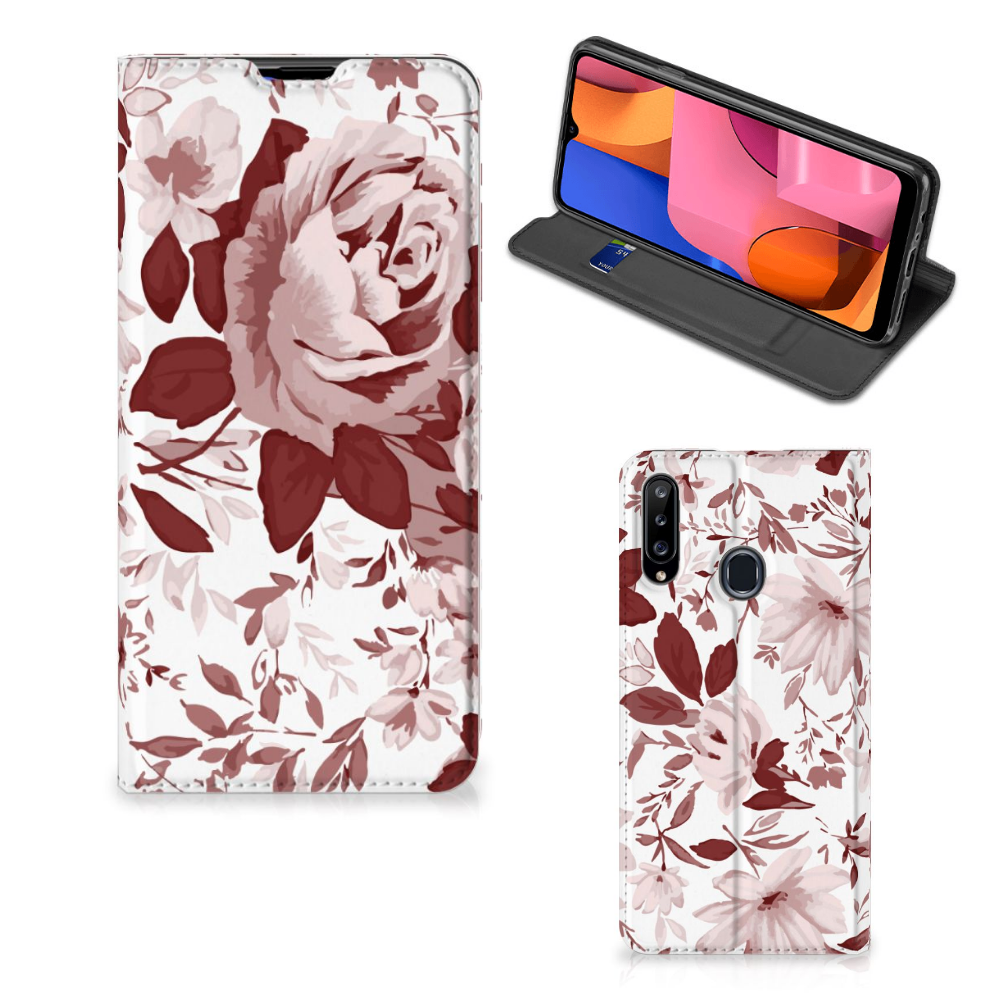 Bookcase Samsung Galaxy A20s Watercolor Flowers