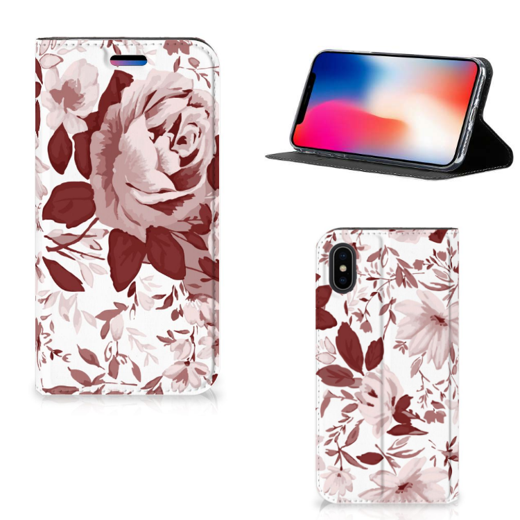 Apple iPhone X | Xs Uniek Standcase Hoesje Watercolor Flowers