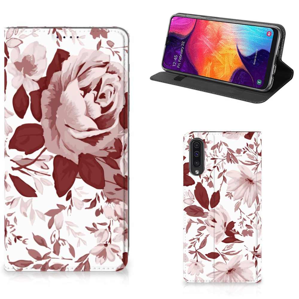 Bookcase Samsung Galaxy A50 Watercolor Flowers