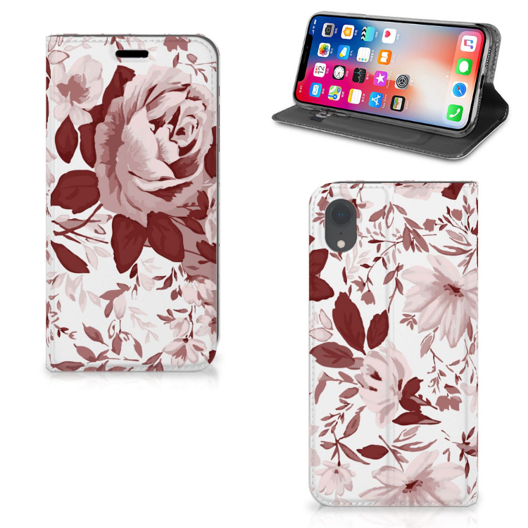 Apple iPhone Xr Uniek Standcase Hoesje Watercolor Flowers