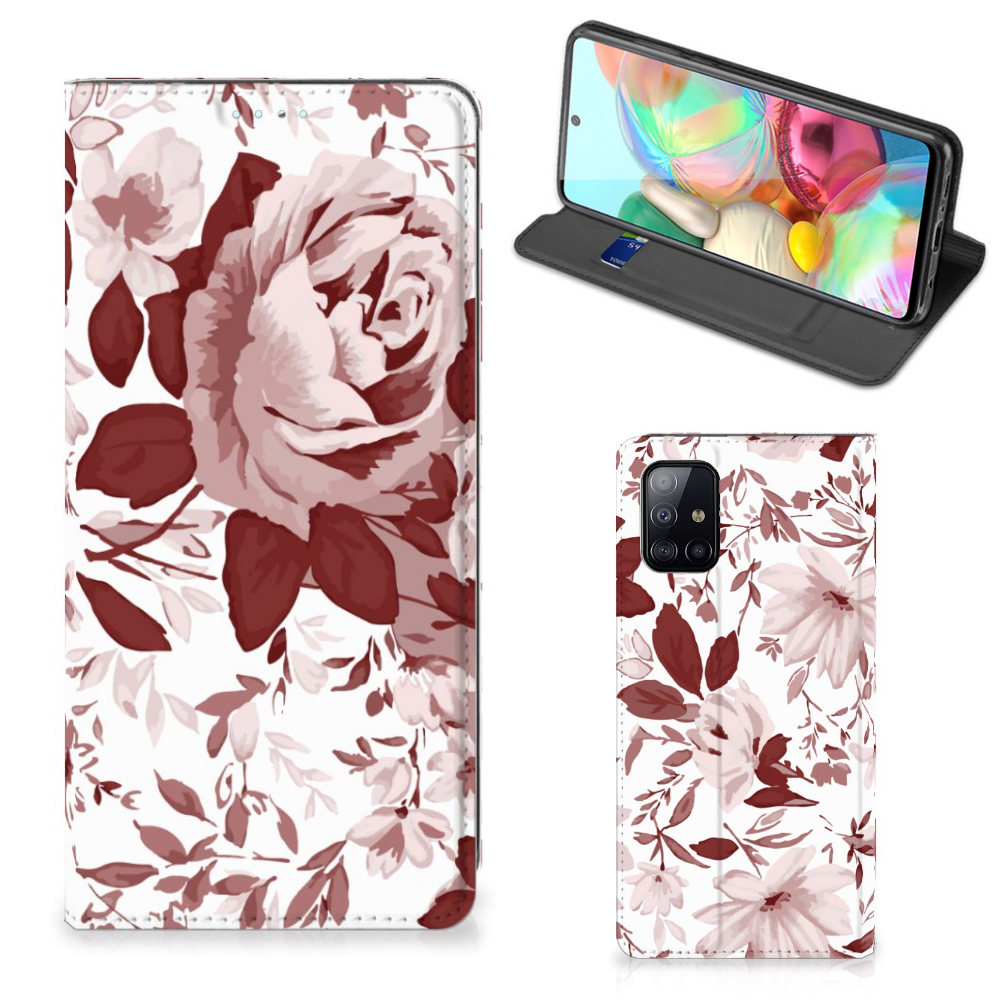 Bookcase Samsung Galaxy A71 Watercolor Flowers