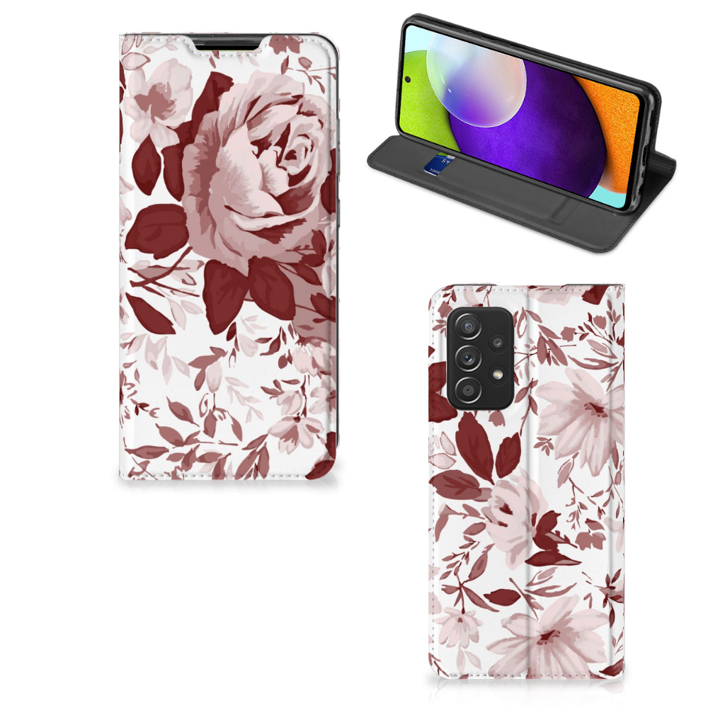 Bookcase Samsung Galaxy A52 Watercolor Flowers