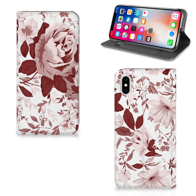 Apple iPhone Xs Max Uniek Standcase Hoesje Watercolor Flowers