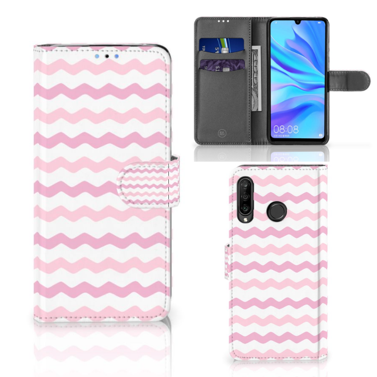Huawei P30 Lite (2020) Telefoon Hoesje Waves Roze