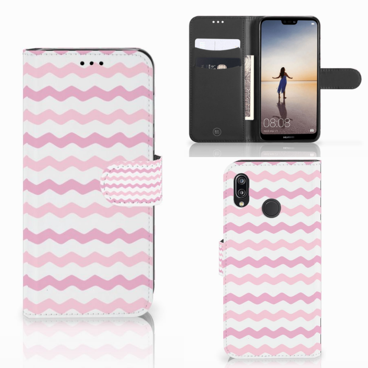 Huawei P20 Lite Telefoon Hoesje Waves Roze
