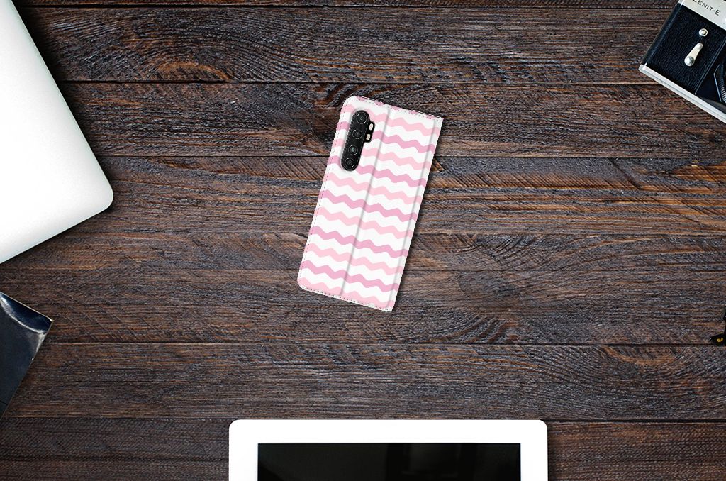 Xiaomi Mi Note 10 Lite Hoesje met Magneet Waves Roze