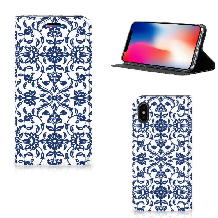 Apple iPhone X | Xs Uniek Standcase Hoesje Flower Blue
