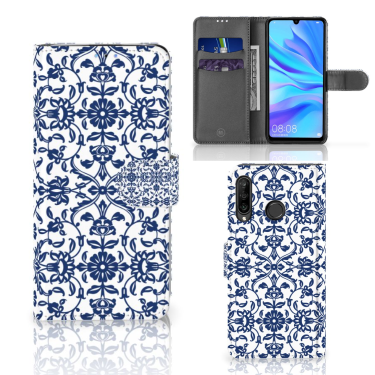 Huawei P30 Lite (2020) Hoesje Flower Blue