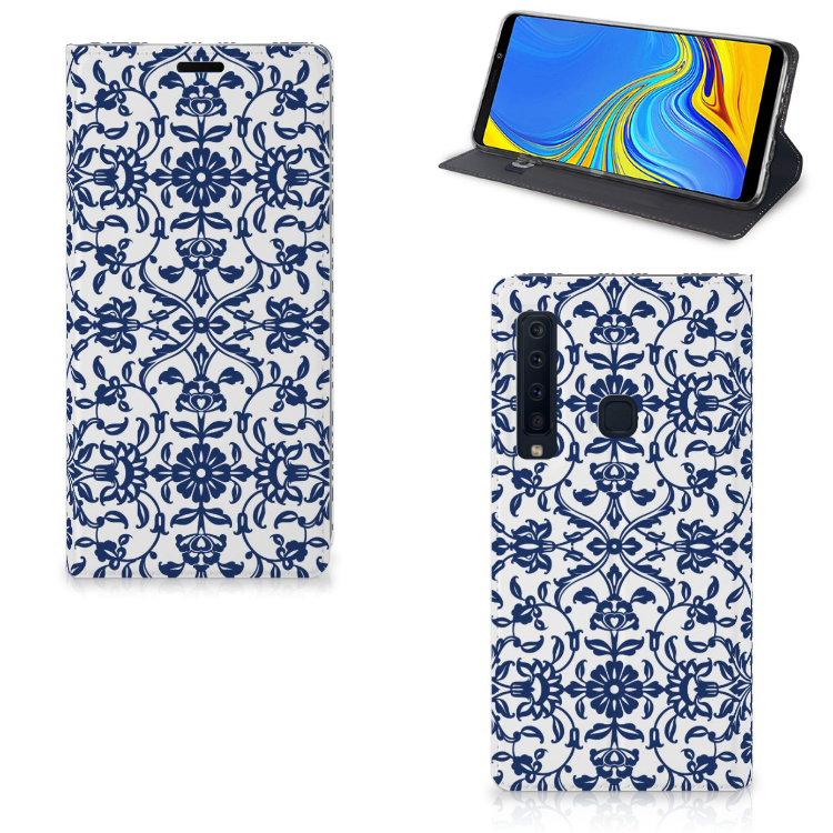 Samsung Galaxy A9 (2018) Uniek Standcase Hoesje Flower Blue