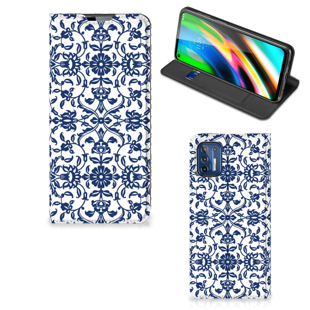 Motorola Moto G9 Plus Smart Cover Flower Blue