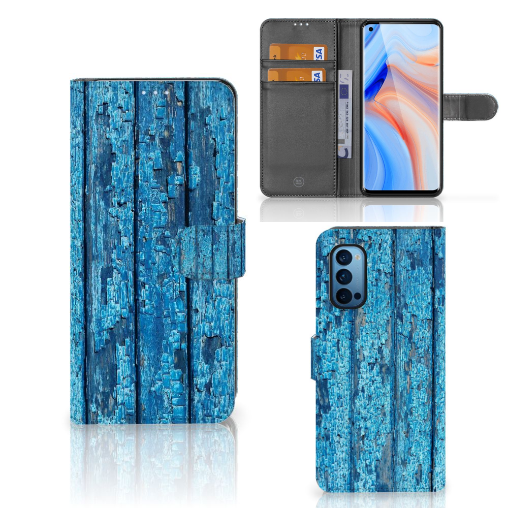 OPPO Reno 4 Pro 5G Book Style Case Wood Blue